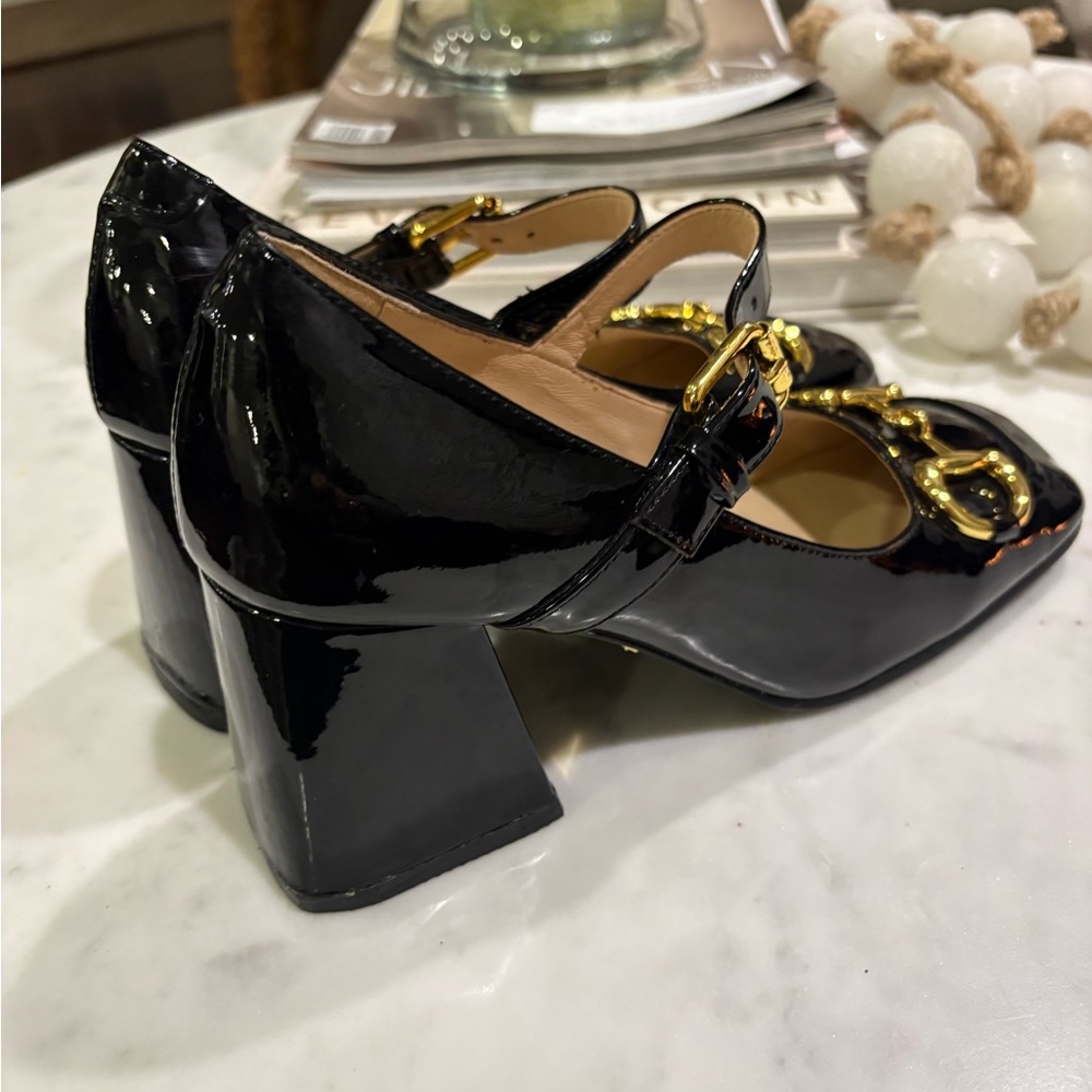 GG like Black Patent Leather Heels with Gold hardware - Picture 4 of 10